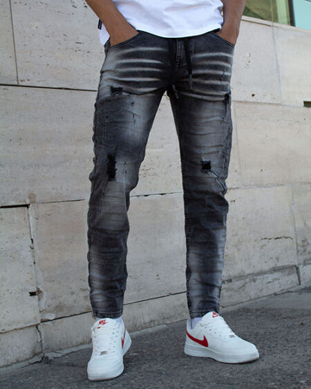 Jean Jogger Con Cordón Ajustable Gris