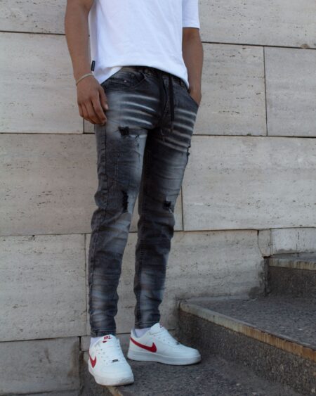 Jean Jogger Con Cordón Ajustable Gris