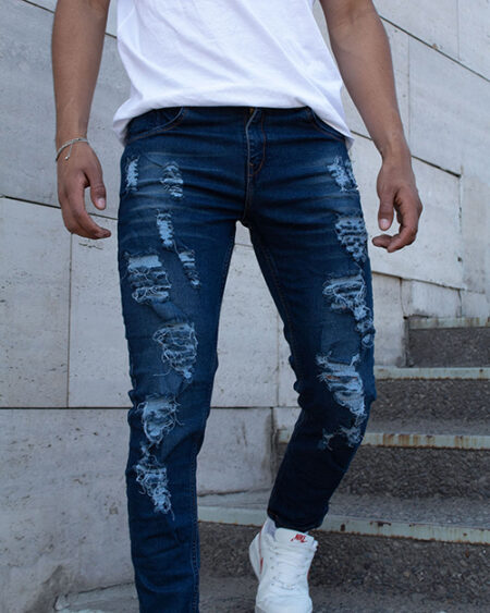 Jean Rasgado Azul Marino para Hombre
