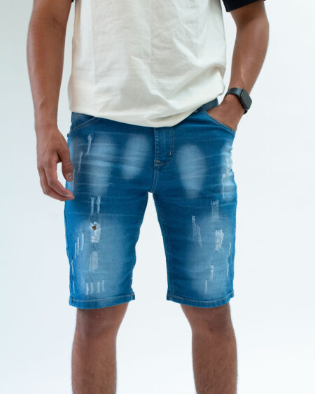 Bermuda Denim Para Hombre Azul difuminado
