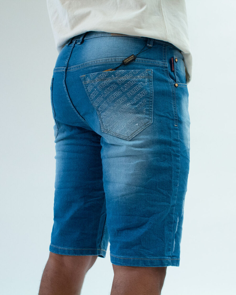 Bermuda Denim Para Hombre Azul difuminado - Imagen 4