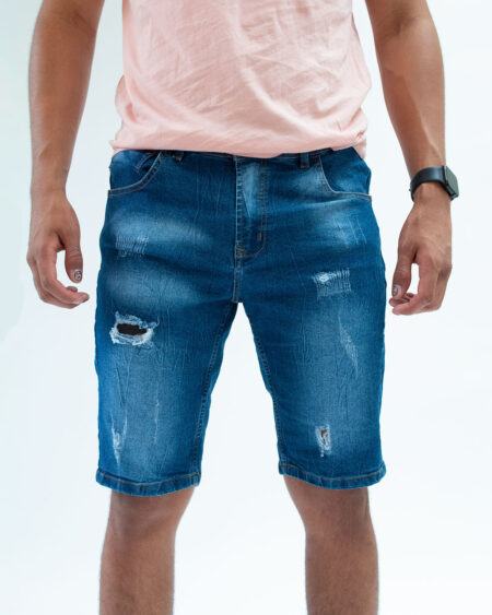 Bermuda Denim Elástica Azul
