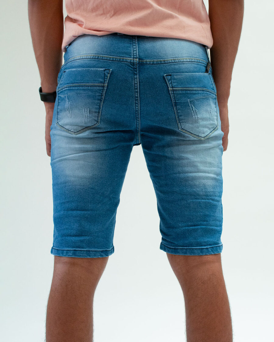 Bermuda Denim Salpicadura de Pintura Con Elasticidad - Imagen 6