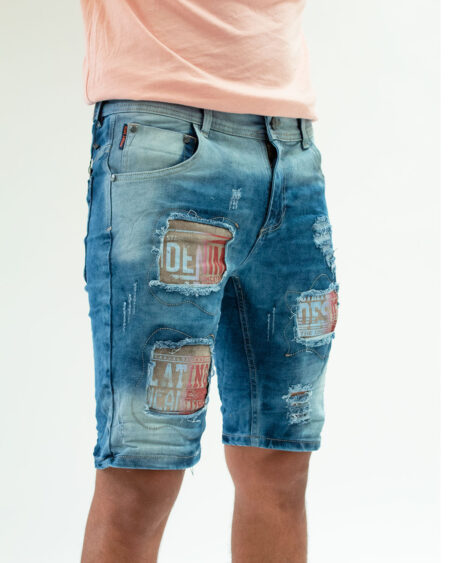 Bermuda Denim Con Elasticidad Destroyer Para Hombre