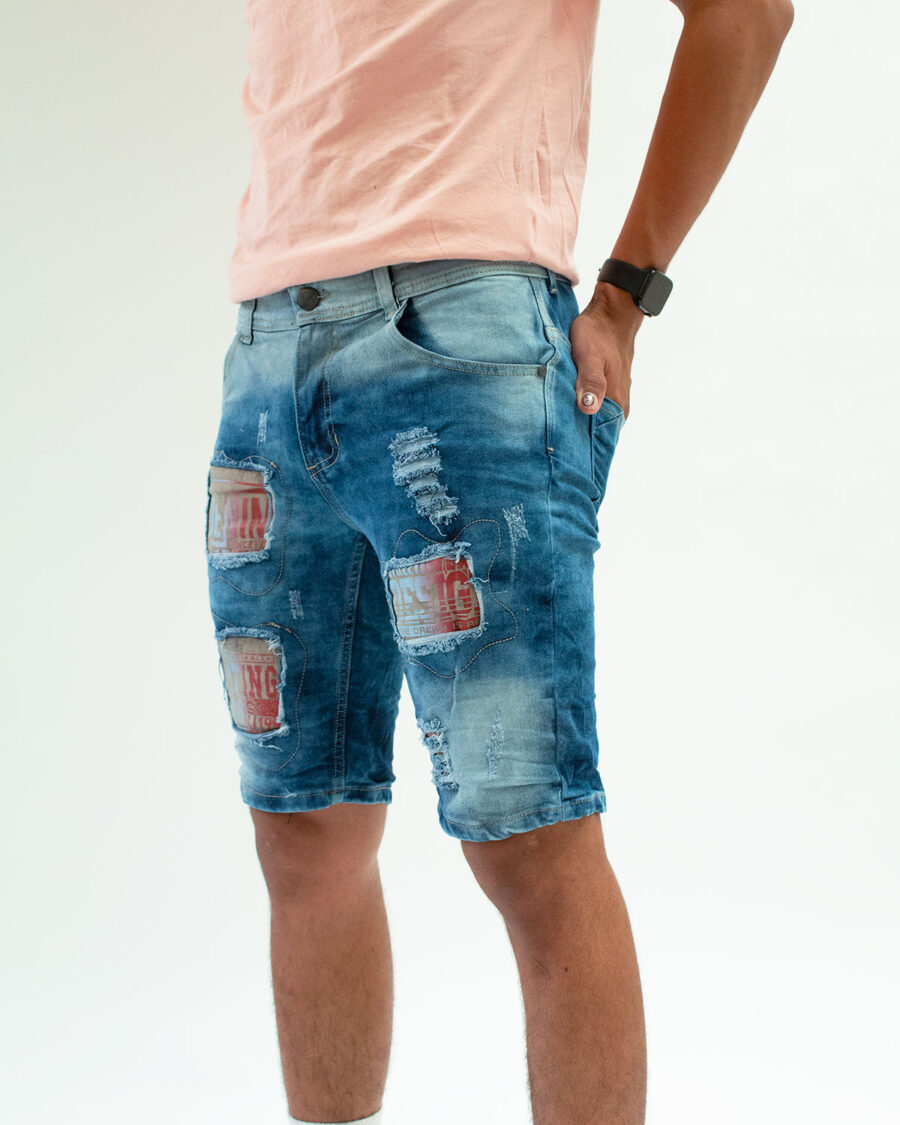 Bermuda Denim Con Elasticidad Destroyer Para Hombre - Imagen 3
