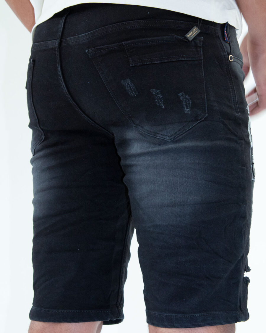 Bermuda Gris Denim Con Bordado y Elasticidad - Imagen 3