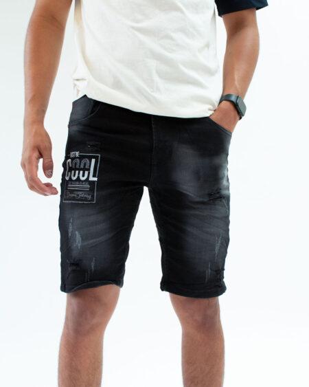 Bermuda Gris Denim Con Bordado y Elasticidad