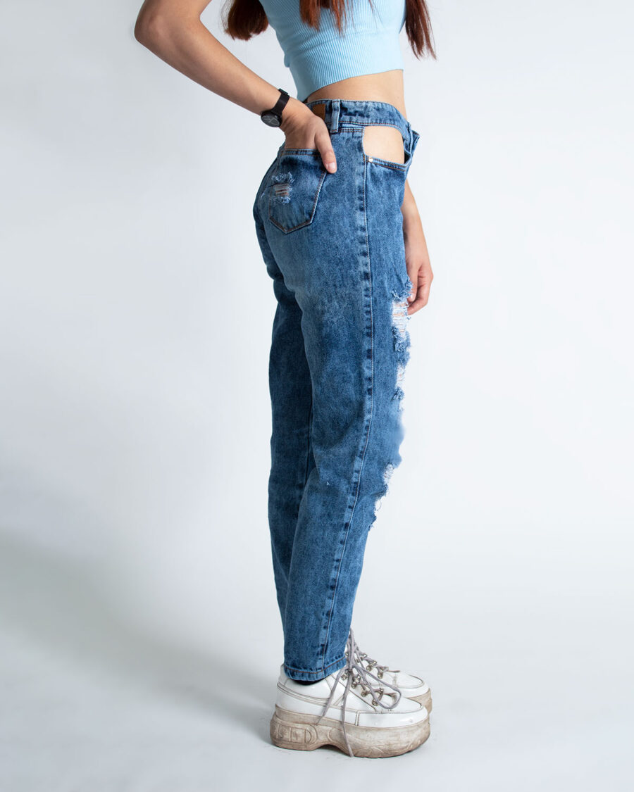 Mom Jean Abertura Bolsillo Tiro Alto Destroyer - Imagen 3