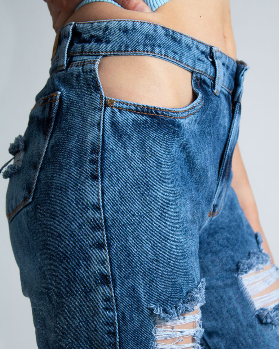 Mom Jean Abertura Bolsillo Tiro Alto Destroyer - Imagen 5