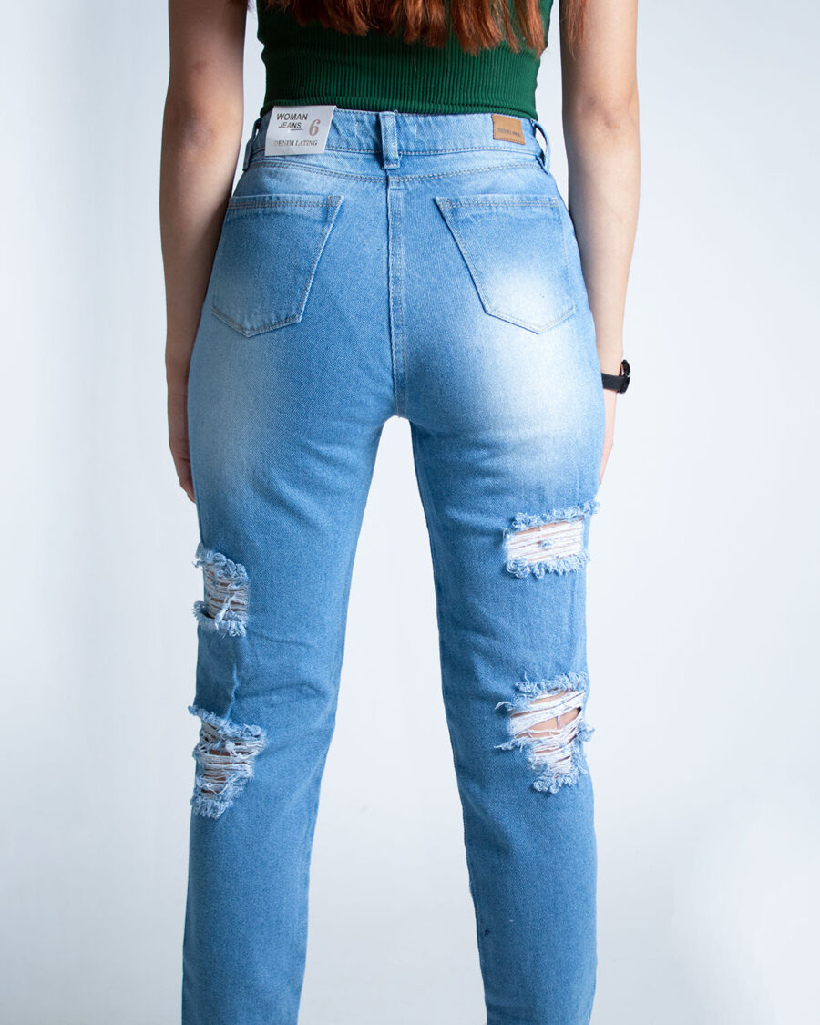 Mom Jean Mujer Tiro Alto color azul claro - Imagen 4