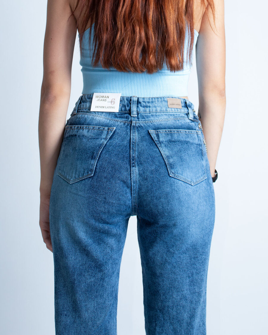 Mom Jean Cadena Lateral Tiro Alto azul - Imagen 7