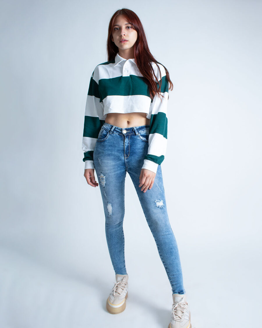 Jean Mujer Skinny Tiro Alto color efecto Azul - Imagen 4