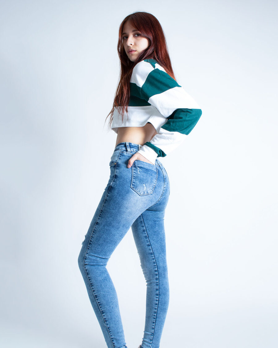 Jean Mujer Skinny Tiro Alto color efecto Azul - Imagen 5