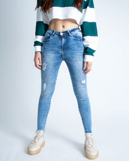 Jean Mujer Skinny Tiro Alto color efecto Azul