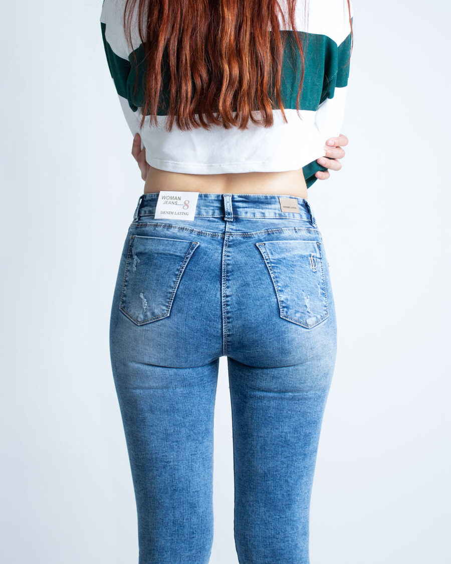 Jean Mujer Skinny Tiro Alto color efecto Azul - Imagen 6