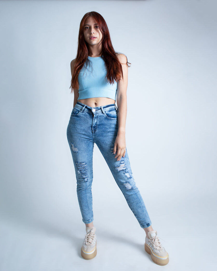 Jean Mujer Skinny Tiro Alto - Imagen 4