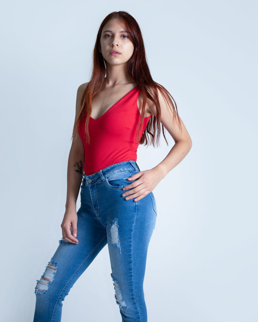 Jean Mujer Azul Celeste con Destroyer - Imagen 3