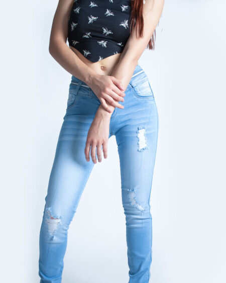 Jean Mujer Push-Up Pretina Ancha Destroyer