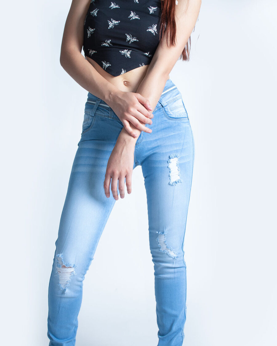 Jean Mujer Push-Up Pretina Ancha Destroyer