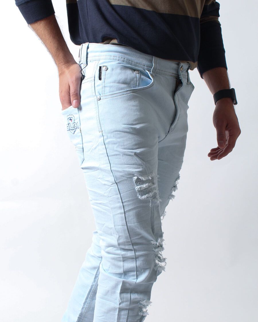 Jean Skinny Celeste Claro para Hombre - Imagen 3