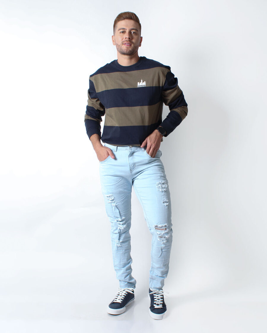 Jean Skinny Celeste Claro para Hombre - Imagen 6