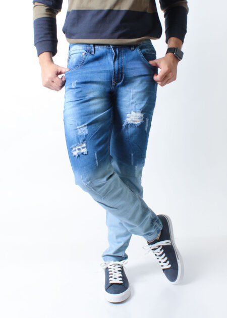 Jean Skinny Hombre azul difuminado