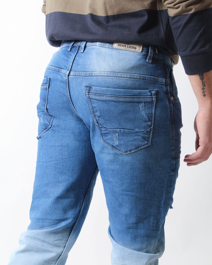 Jean Skinny Hombre azul difuminado - Imagen 4