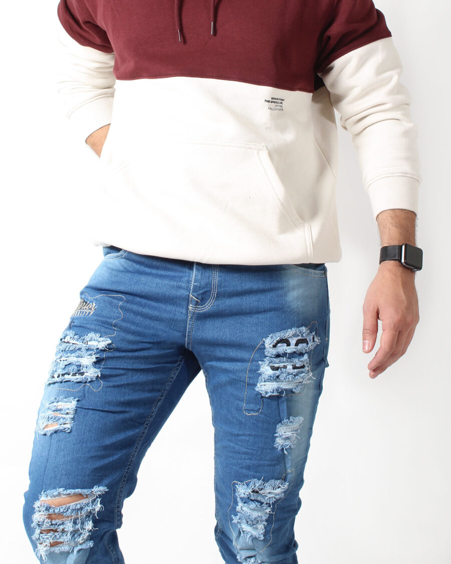 Jean Skinny Azul Claro Destroyer para Hombre - Imagen 3