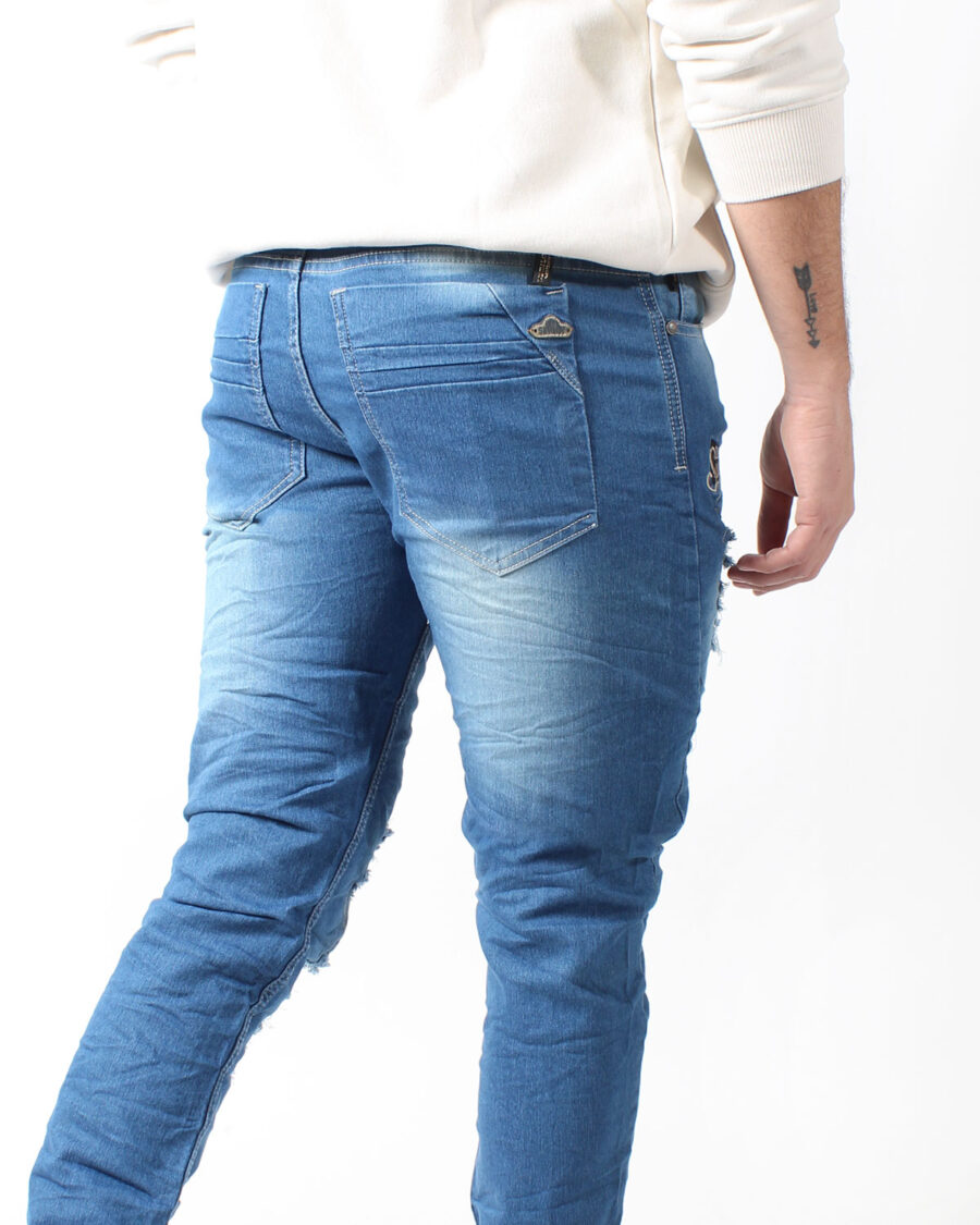Jean Skinny Azul Claro Destroyer para Hombre - Imagen 4