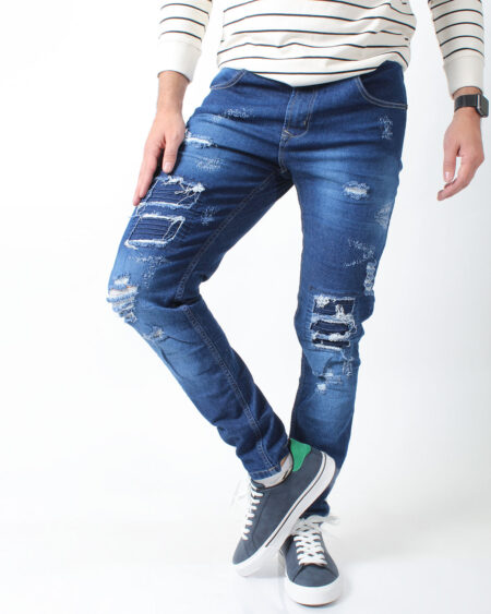 Jean Skinny con linea Destroyer Hombre
