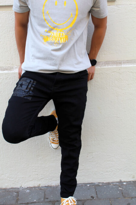 Jean Skinny Negro con estampado para Hombre