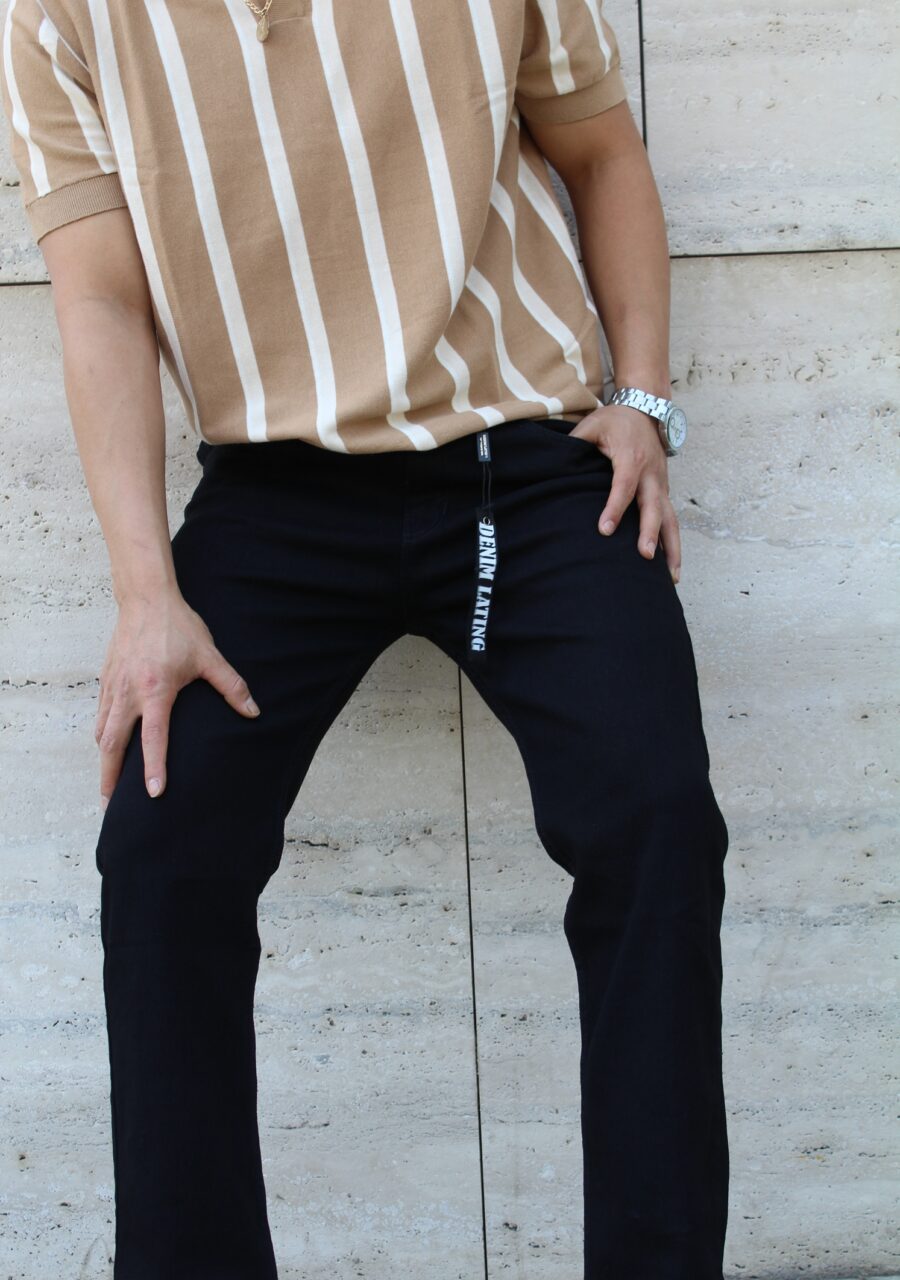 Jean negros corte slim fit hombre clásico - Imagen 5